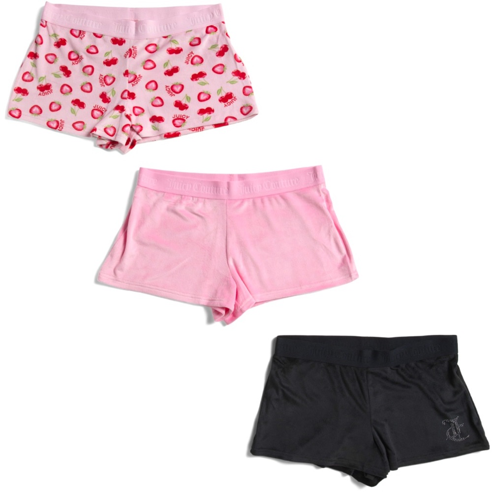 JUICY COUTURE 3pk Velvet Fleece Shorts